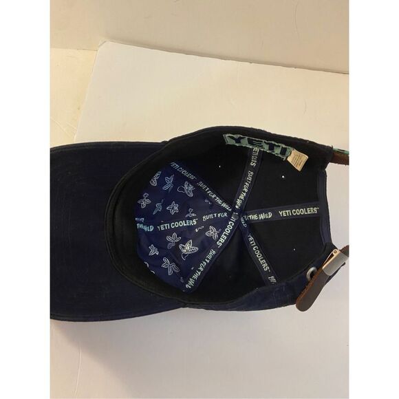 Yeti cooler baseball cap hat navy leather adjustable strap - Picture 4 of 6